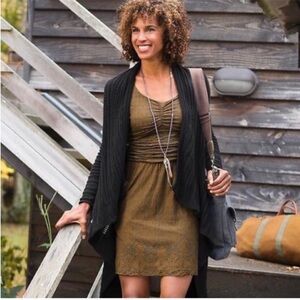 Athleta Wilton Wrap Open Waterfall Knit Cashmere Blend Cardigan Sweater